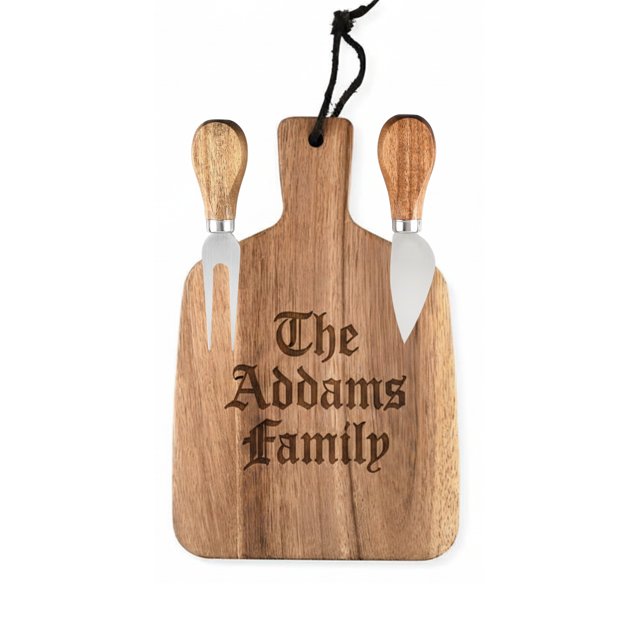 Personalised Wooden Serving Board w/ matching knives